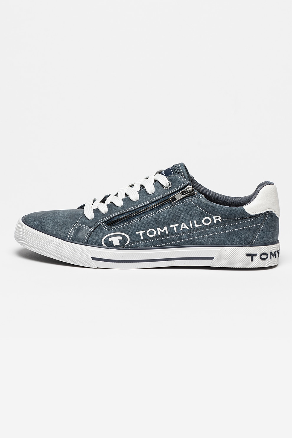 good looking Trend prosperity Tom Tailor, Pantofi sport de piele ecologica cu logo, Albastru inchis, 43 -  eMAG.ro