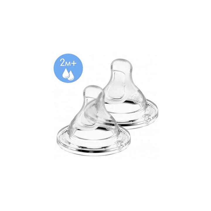 Set 2 tetine din silicon anticolici Chicco Physio 122202, Transparent 2 luni+