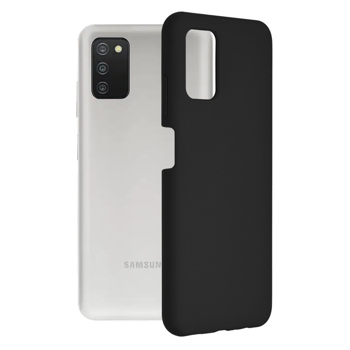 Husa Protectie Double Structure pentru Samsung Galaxy A03s, Microfibra, Negru Titan
