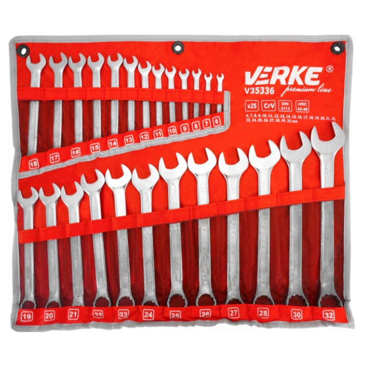 Set chei combinate fixe - inelare 25 piese profesionale, 6 - 32mm Verke