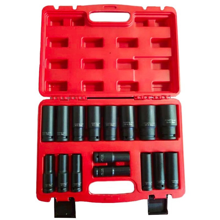 Set 16 chei tubulare, Kraft&Dele KD10531, de impact,10-32mm