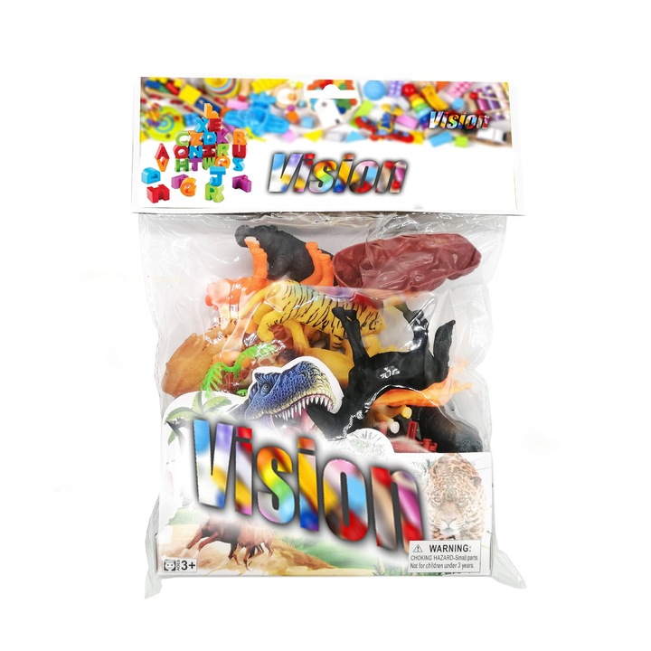 13 db vadállat figurát és 6 db kiegészítőt tartalmazó készlet, 4-10cm Vision