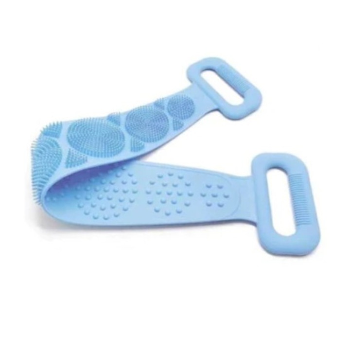 Лента за хигиена на тялото FOXMAG24, 2в1, масажна и ексфолираща, силиконова, синя