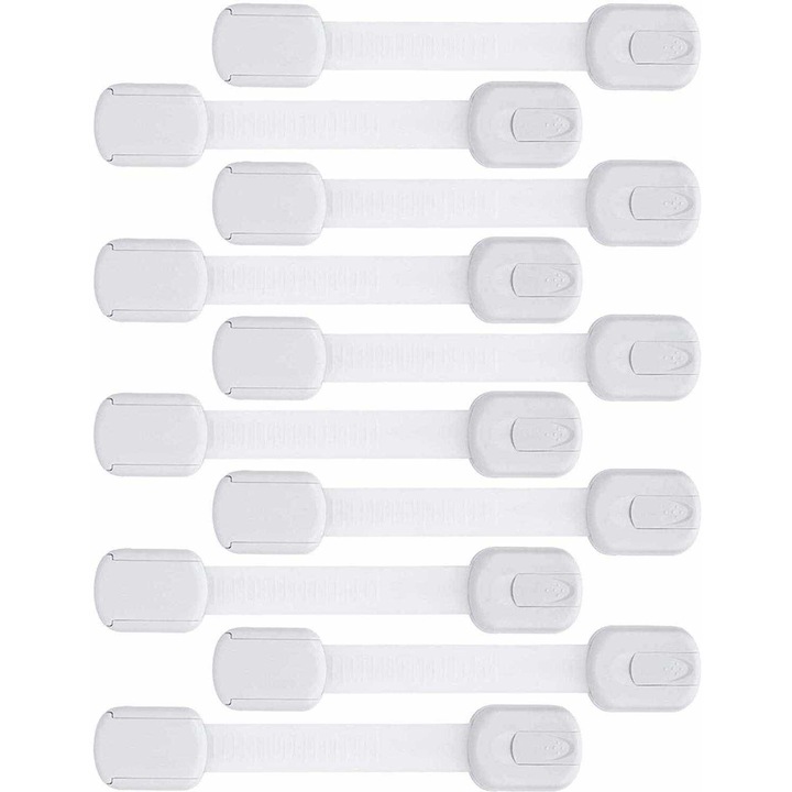 Комплект от 10 регулируеми многофункционални системи за безопасност 19 см, Bambinice, Бял