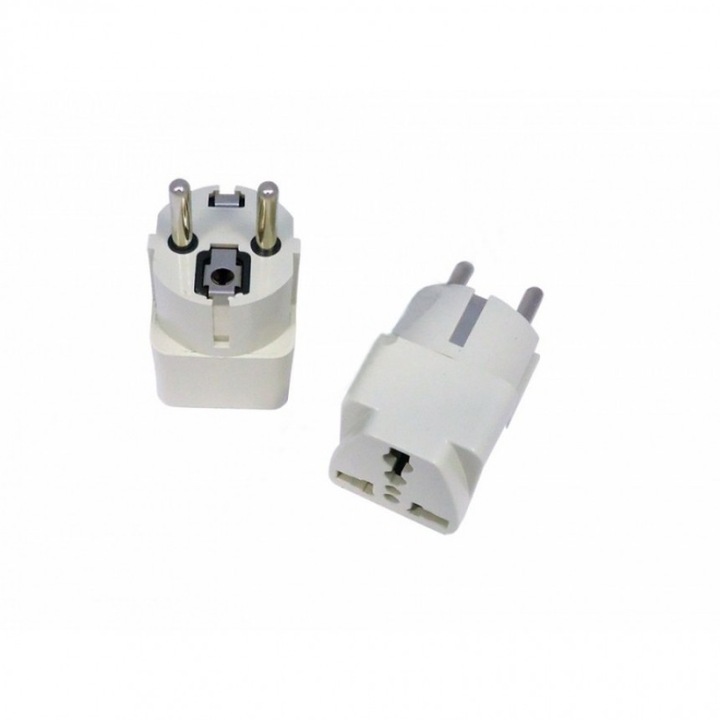 Adapter UK-EU dugó Lightex, 220V, Univerzális, Fehér
