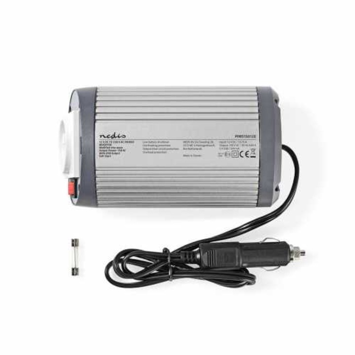 Модифициран синусоидален инвертор на напрежението, 12v Dc - 230v AC, 150w, 1x USB, Fr