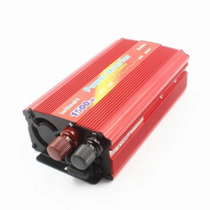 Invertor tensiune auto FOXMAG24 12V-220V, 1500 W, putere continua 665 W, rosu