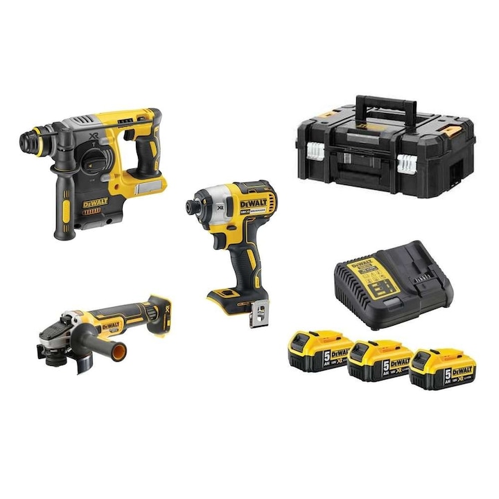 Комплект от 3 машини Dewalt, С батерии