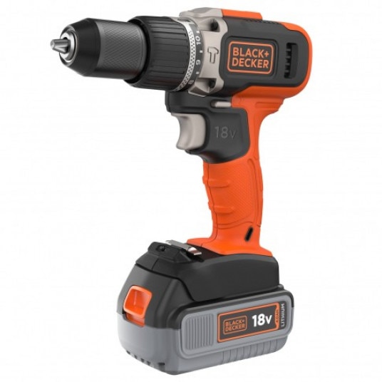 Black + Decker Cordless BCD003C2K-GB 18V Hammer Drill + 2x 1.5Ah