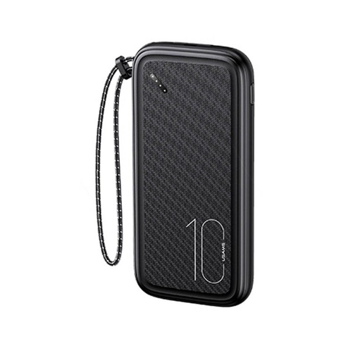 Външна батерия Usams Powerbank (us-cd150), 10 000 Mah, 2 USB и Micro Usb порта / тип C, черна