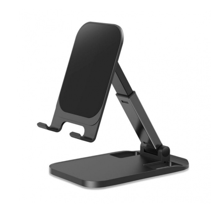 Suport Telefon pentru Masa sau Birou, Pliabil si cu Multiple Reglaje, Negru