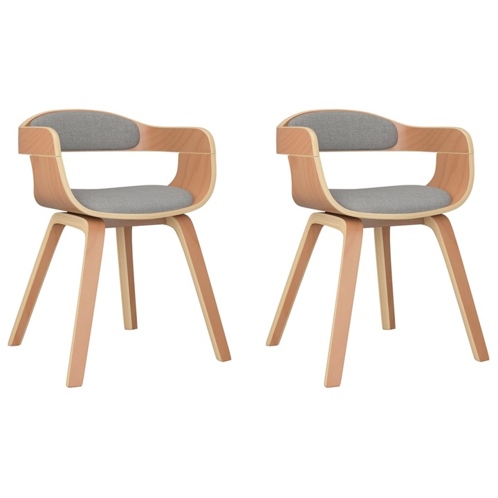 Scaune de bucatarie vidaXL, 2 buc., gri taupe, lemn curbat si textil, 5.44 Kg 3092382