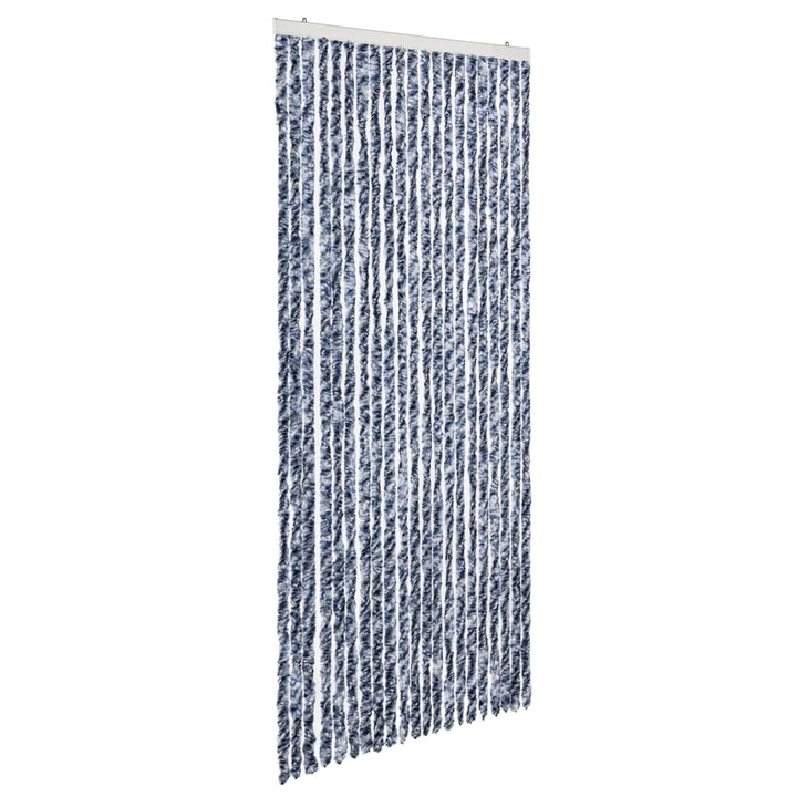 vidaXL kék, fehér és ezüstszínű zsenília rovarfüggöny 90 x 220 cm 1.5 kg