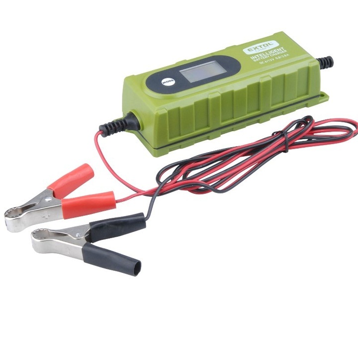 Redresor auto in 6 trepte cu LCD, Extol, controlat cu microprocesor, 6 / 12V, 3.8A