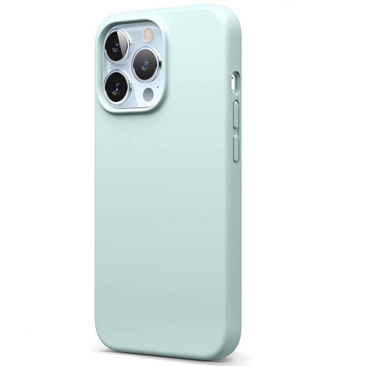Husa silicon, premium, compatibila iPhone 13 Pro, slim, interior microfibra, Verde deschis - mint green, NiDa Store