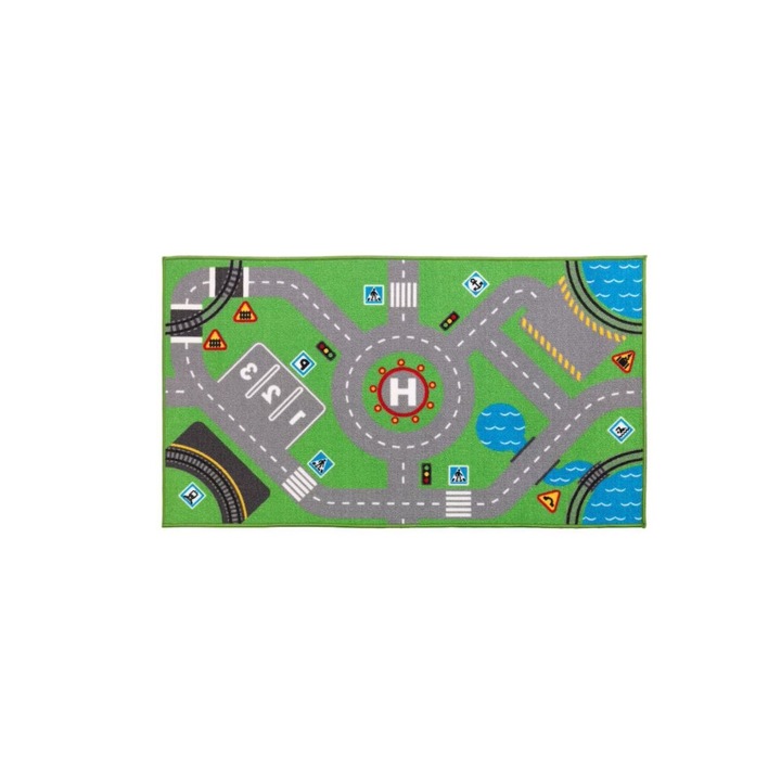Covor camera copii CST polipropilena desen urban verde 75x133 cm