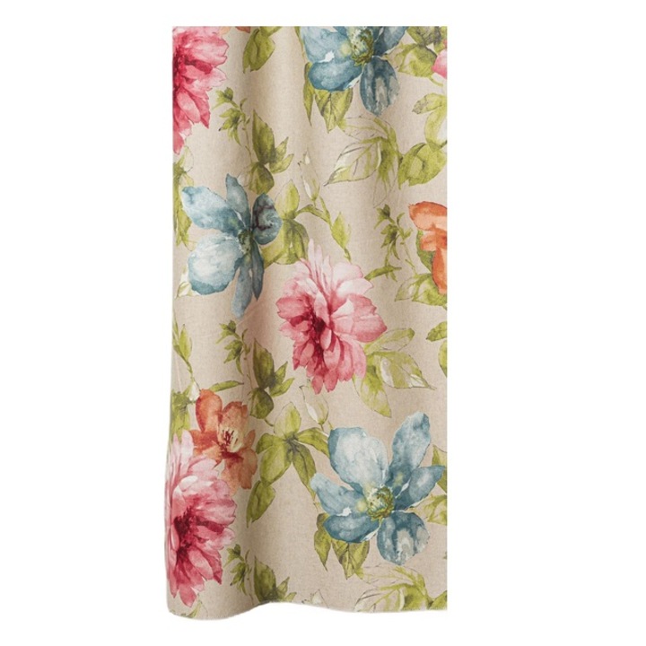 Material textil pentru draperie imprimat Kentuchy Rojo, model floral, culoare multicolor, 100x280 cm