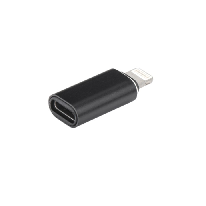 Адаптер Lightning - USB тип C, черен