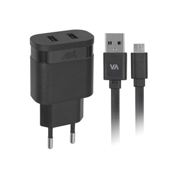 Incarcator retea Rivacase, AC 2USB x 2,4A +cablu microUSB, negru VA 4122 BD1 Incarcator retea Rivacase, AC 2USB x 2,4A +cablu microUSB, negru VA 4122 BD1