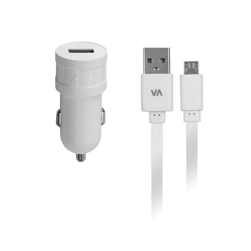 Incarcator auto Rivacase, DC 1USB x 1A +cablu microUSB, alb VA 4211 WD1