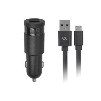 Incarcator auto Rivacase, DC 2USB x 2,4A +cablu microUSB, negru VA 4222 BD1 Incarcator auto Rivacase, DC 2USB x 2,4A +cablu microUSB, negru VA 4222 BD1