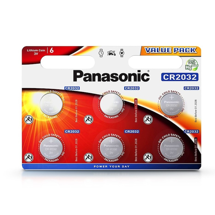 Panasonic CR2032L/6BP lítium gombelem (6 db / bliszter)