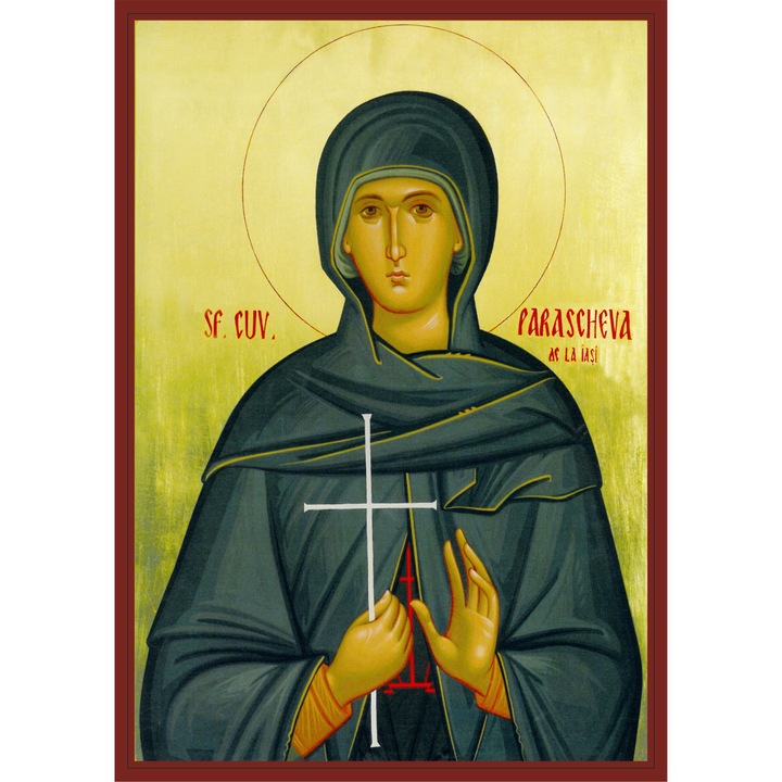 Icoana Sfanta Cuvioasa Parascheva, model bizantin, 100 x 70 cm, material plastic PVC