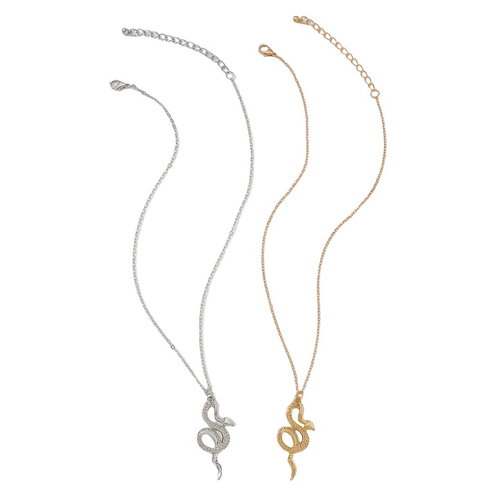 Set 2 coliere, auriu si argintiu, cu serpi, Lucretia C12, Pursehuit