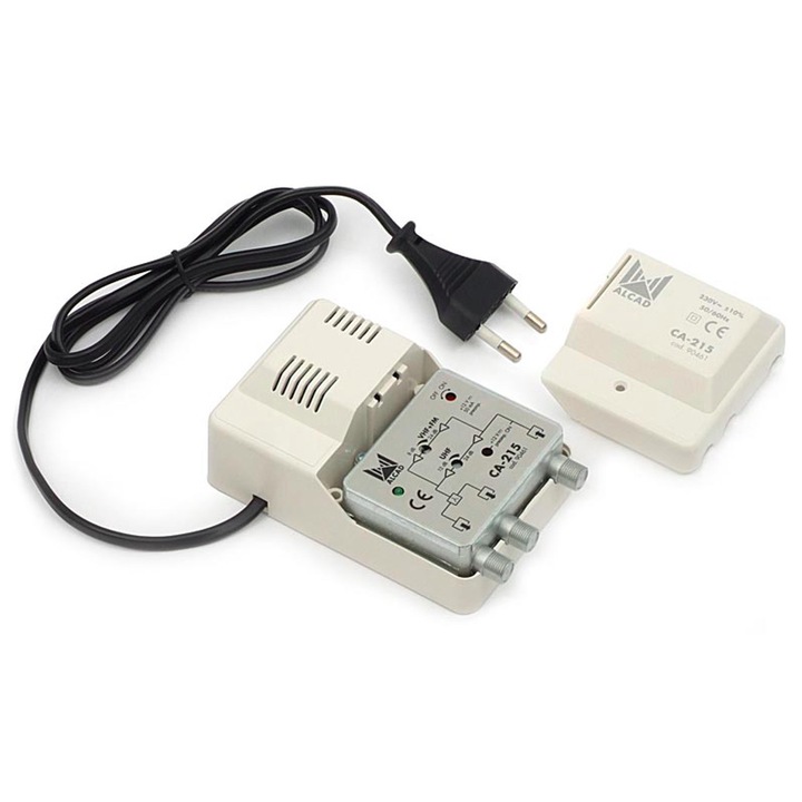 Професионален CATV усилвател с 2 вътрешни изхода, 24dB усилване, обратен интернет път, Alcad AI-215