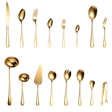 Set tacamuri din inox 84 piese, TRENDY’S, gold