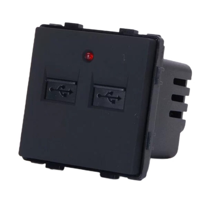 Priza USB 2 porturi 2,1A negru 2M