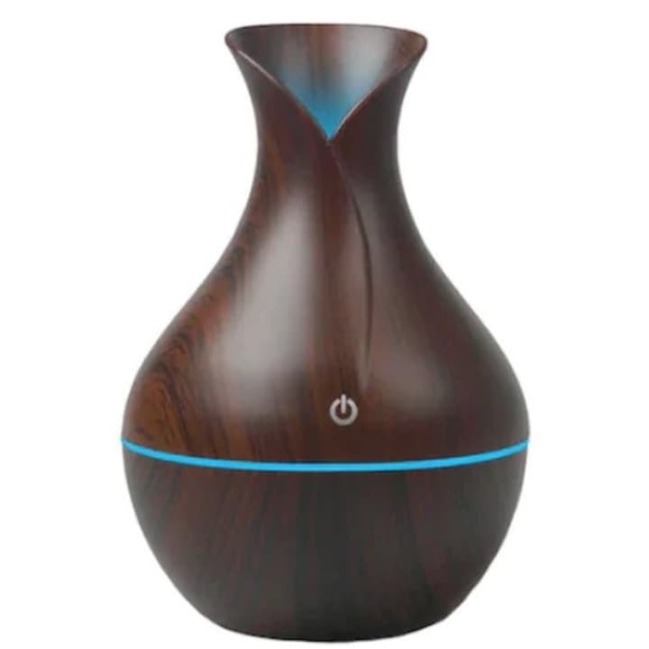 Umidificator cu ultrasunete si aromaterapie, Mara Shop, Plastic, Maro