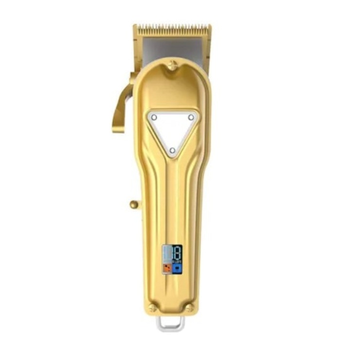 Aparat de tuns profesional FOXMAG24, carcasa metal, afisaj LED, 4 distantiere, auriu