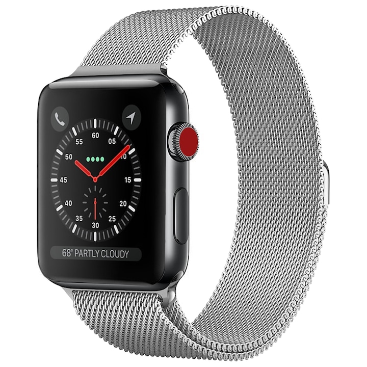 Каишка за Apple Watch, Milanese Loop, Съвместима с Apple Watch 7/6/5/4/3/2, 42 / 44 / 45 mm, размер M/L, Silver
