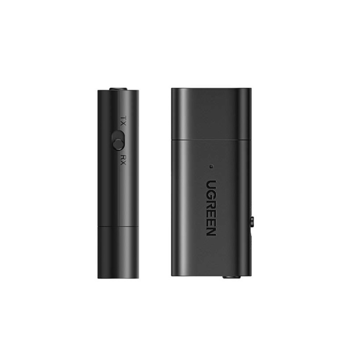 Bluetooth приемник/предавател, UGREEN, CM523, 5.0, AUX 3.5 мм, черен, обхват 10 м