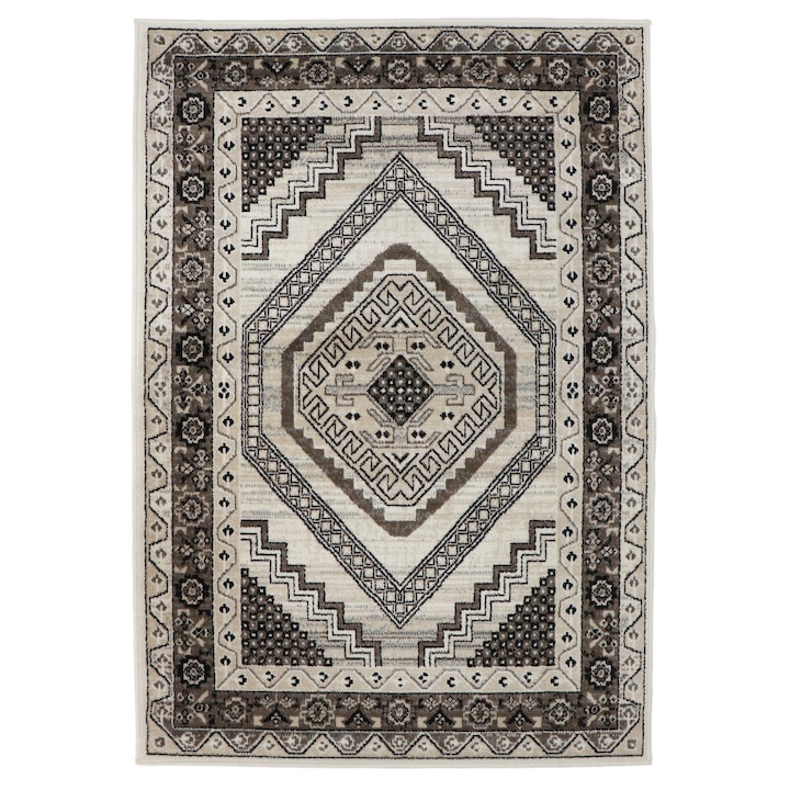 Nappali/hálószoba szőnyeg Oriental Weavers Ferrera W 3335/EC9, mérete 60 x 120 cm, polipropilén, bézs plusz barna, téglalap alakú