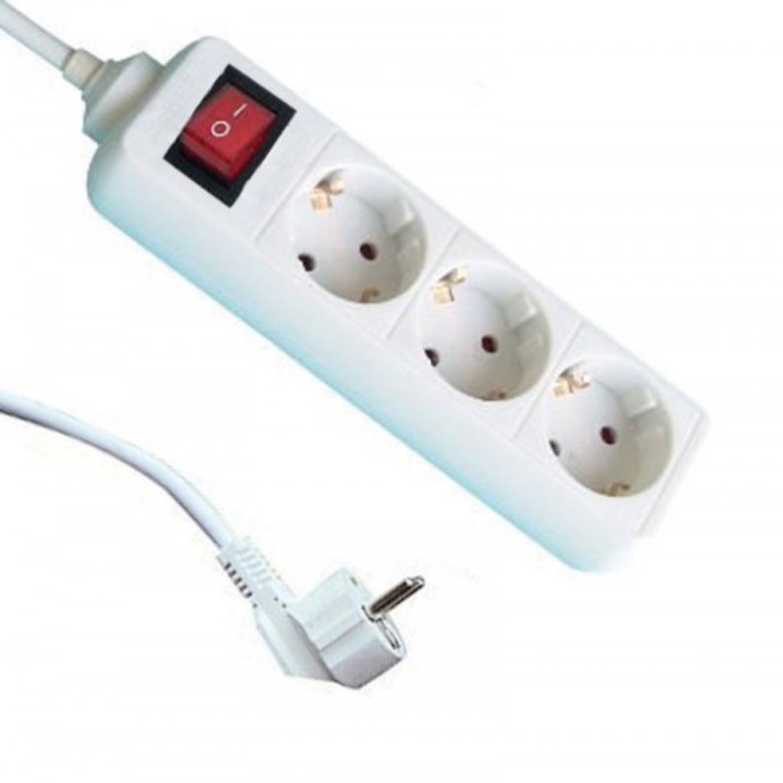 Разклонител MAKALON, 3 гнезда с кабел 5.0m х1.5mm2 с ключMK