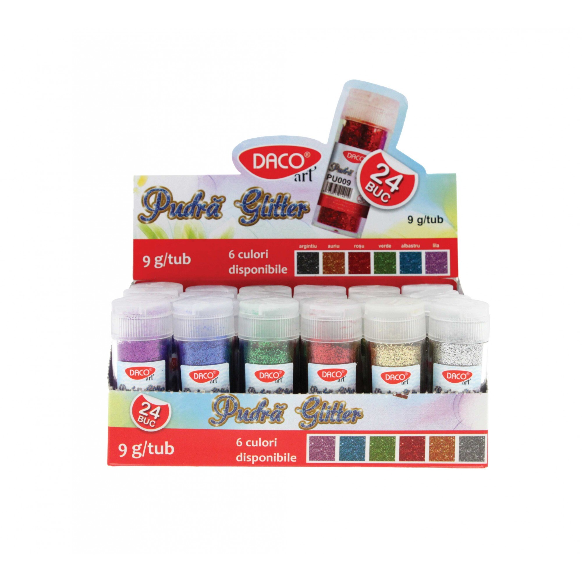 Pudra glitter 6 culori DACOart