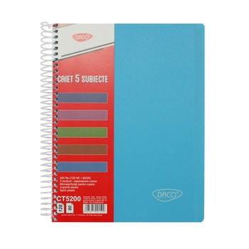 Caiet A4 200 file 5 subiecte albastru Eminent DACO Caiet A4 200 file 5 subiecte albastru Eminent DACO