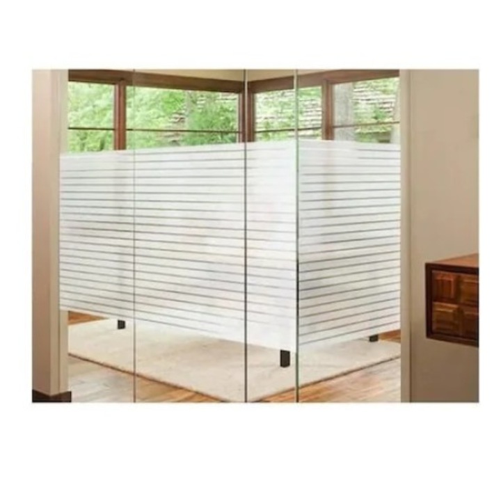 Folie Decorativa pentru Geam si Fereastra, Autocolant cu Protectie Solara, 60 x 200 cm, Dungi 2 x 4 cm, Original Deals