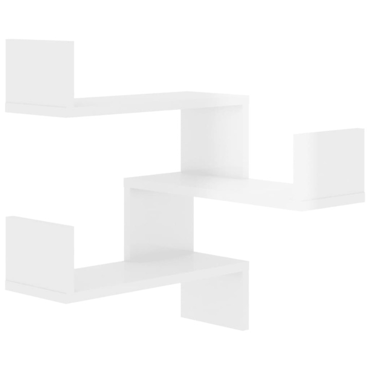 vidaXL magasfényű fehér forgácslap fali sarokpolc 40 x 40 x 50 cm 807235