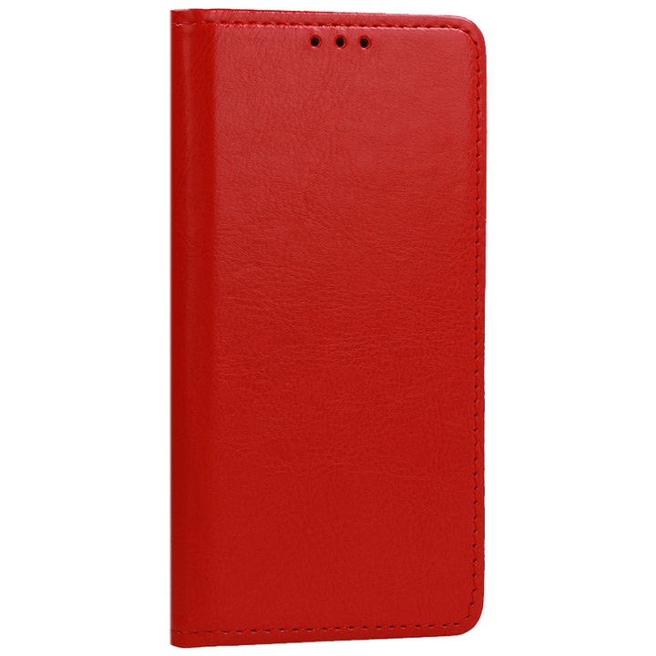 Калъф от естествена кожа за Samsung Galaxy S22 Ultra 5G, Aziao Top Business Elegance, силно магнитно затваряне, 2 x джоба за карти, червен