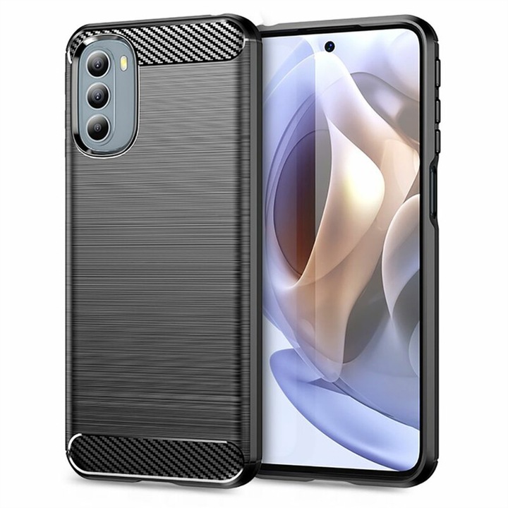 Szilikon tok Motorola Moto G31 4G / G41 4G, TPU Ultra Protect Slim Anti-Shock, szénszálas, fekete