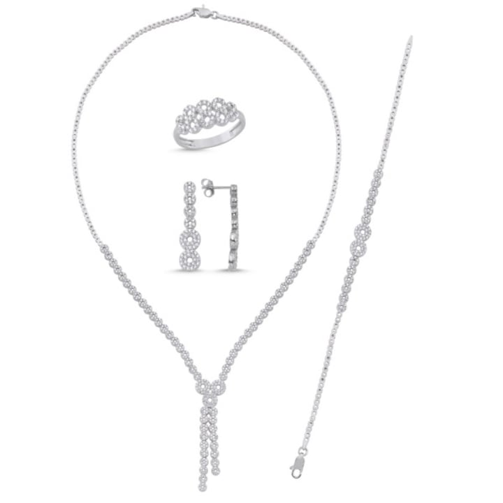 Set mireasa din argint 925 cu zirocnii albe, BeSpecial, STU0136, Zirconiu