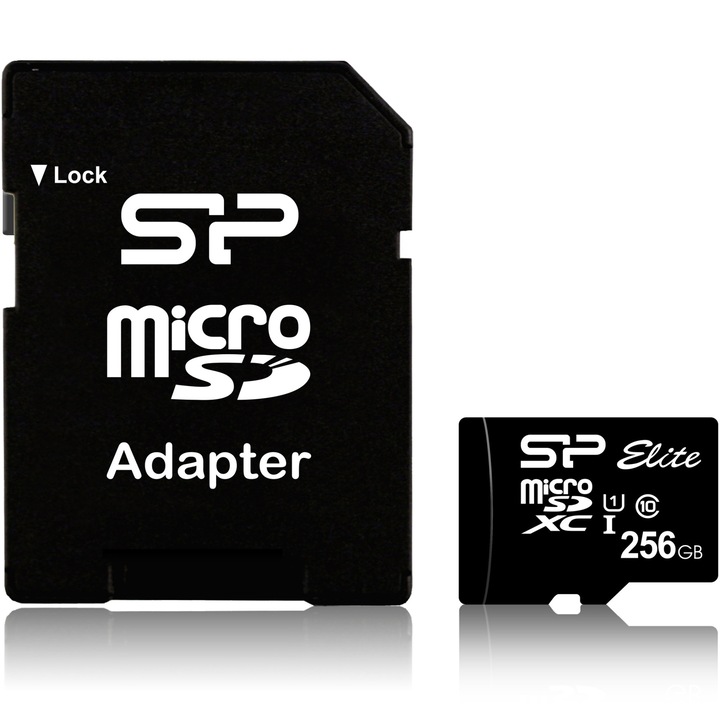 Карта памет Silicon Power MicroSDHX, 256GB, Elite, UHS-I, Адаптер SD