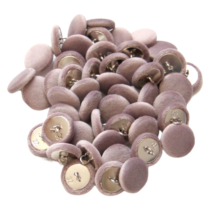 Set 50 nasturi metalici rotunzi, catifea roz pudrat 2 cm
