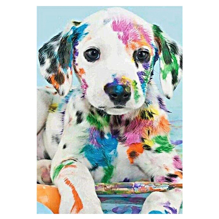 Set pictura cu diamante 5D, Model caine, 30x40 cm, Multicolor