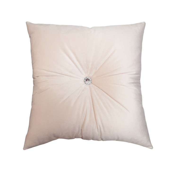 Perna decorativa, catifea premium, crem rose, 45/45 cm