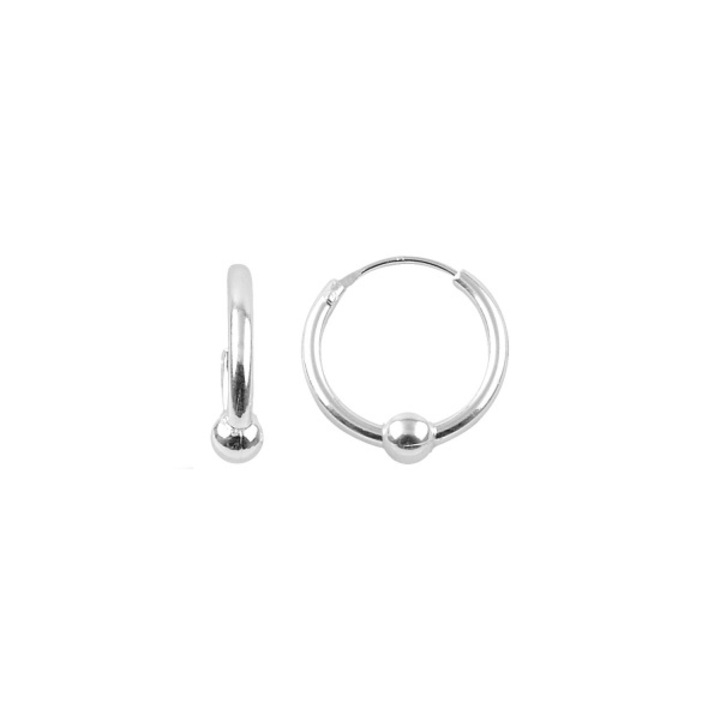 Кръгли сребърни обеци с мъниста, диаметър 14 мм, BeSpecial, ETU0416