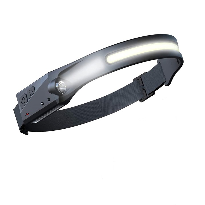 LED фенерче, USB зареждане, 230° осветление, Сензор за движение, Водоустойчив, Черен